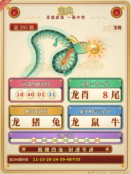 六合宝典 第205期